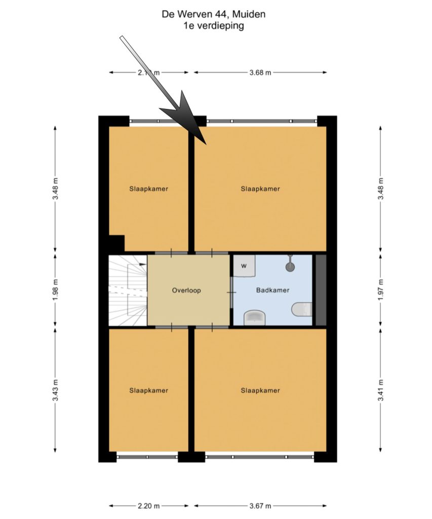 Plattegrond slaapkamer EV de Werven Muiden